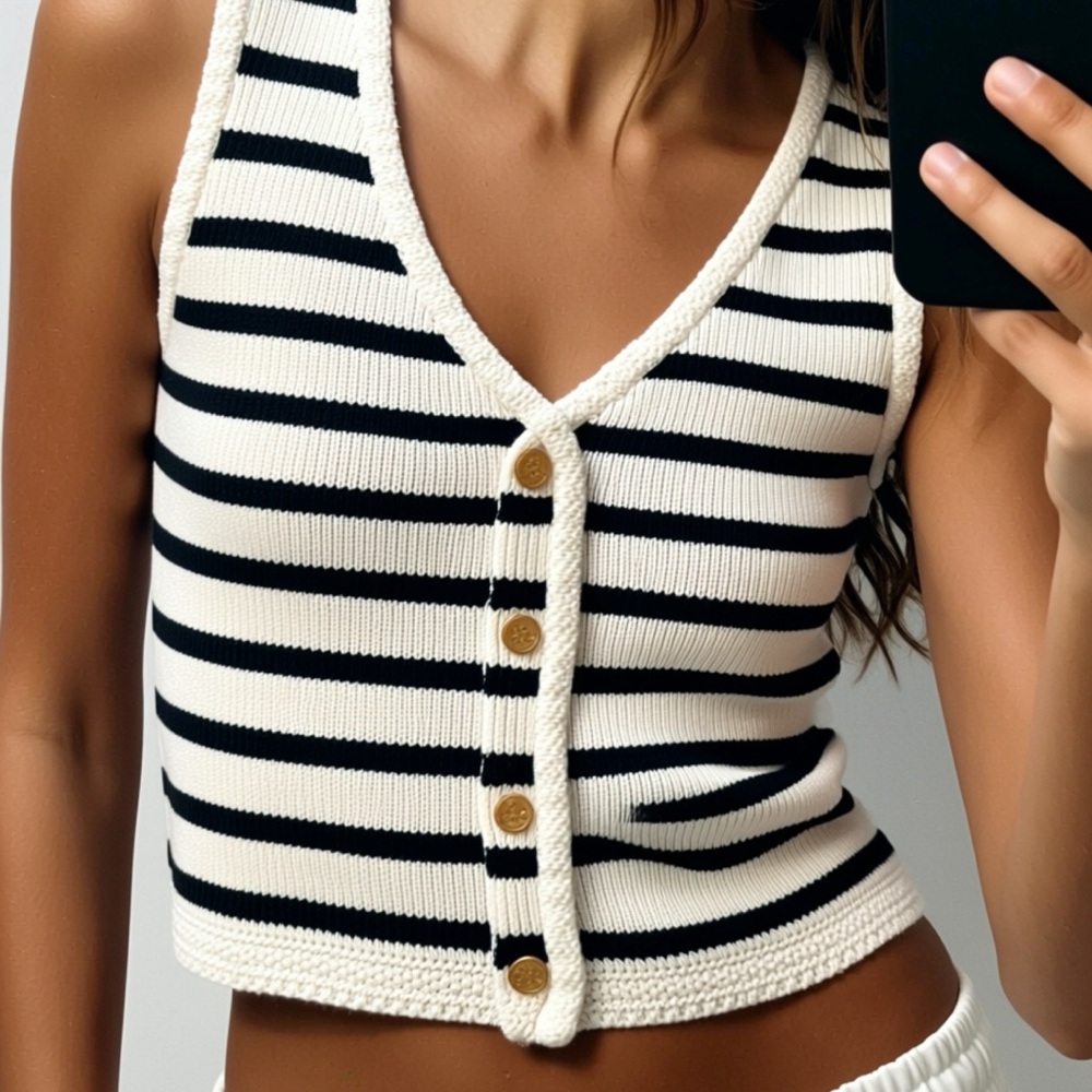 Abercrombie & Fitch Black and White Striped sweater vest